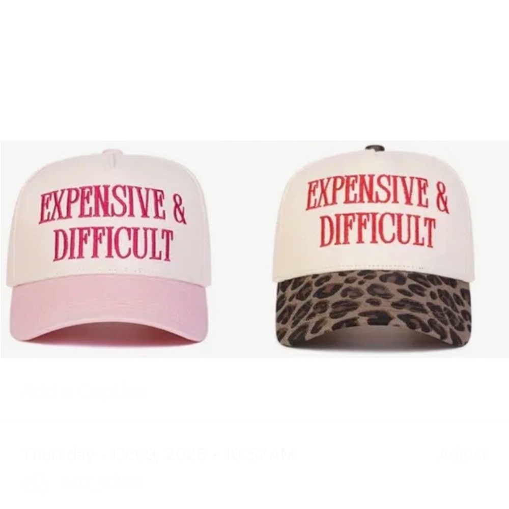 Expensive and Difficult Cream and Leopard or White and Pink Print Hat - Picture 1 of 9